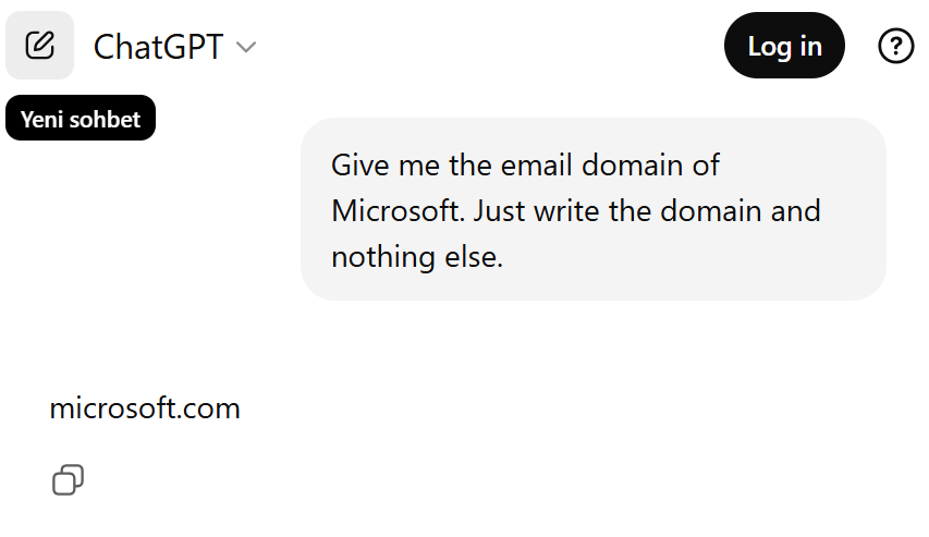 ChatGPT finding Microsoft email domain