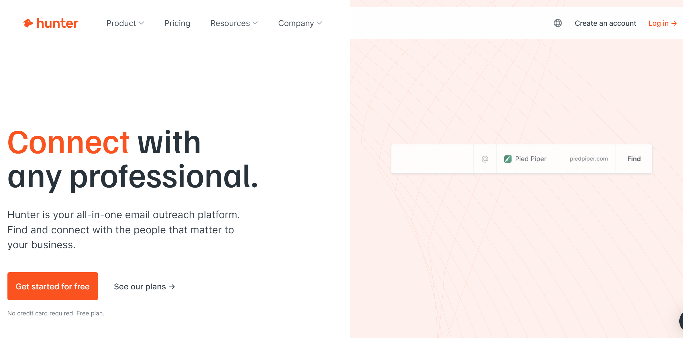 Hunter.io Email Finder Interface